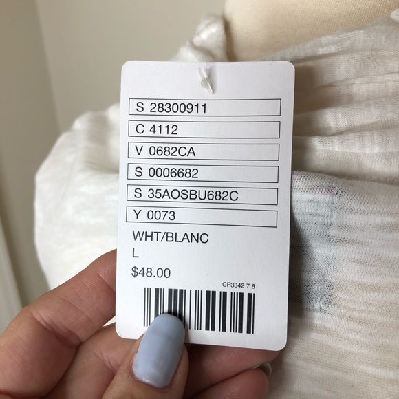 NWT Anthropologie Deletta White Cotton V-Neck L - Picture 4 of 6